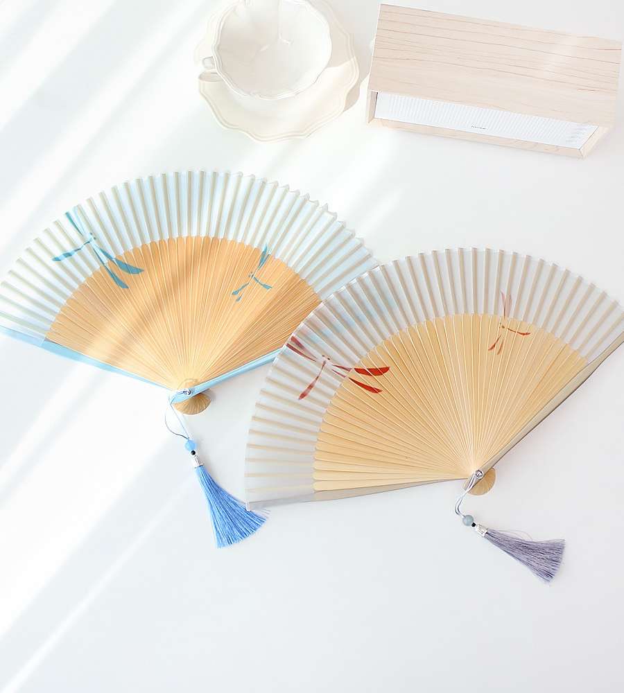 Dragonfly Silk Folding Fan (P)