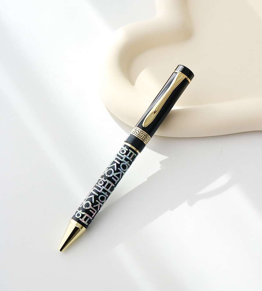 Lacquered Shell Inlay Grid Hangul Ballpoint Pen (Lower Shell Inlay)