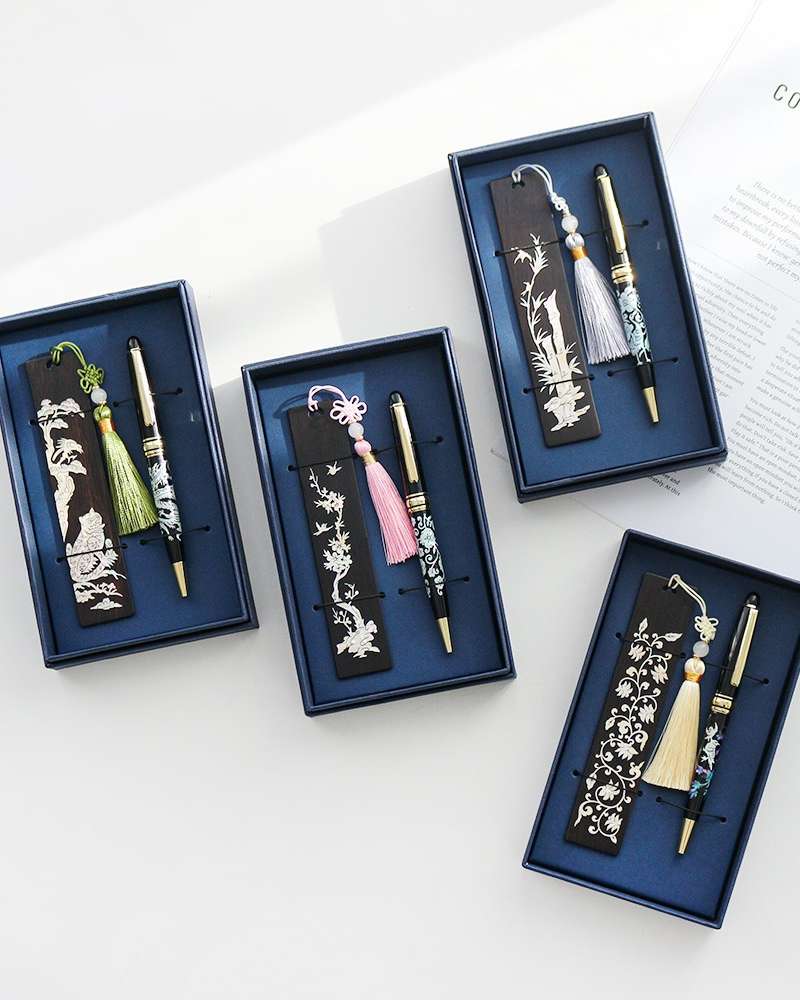 Mother-of-Pearl Wood Bookmark + Mother-of-Pearl Ballpen 2-Piece Gift Set