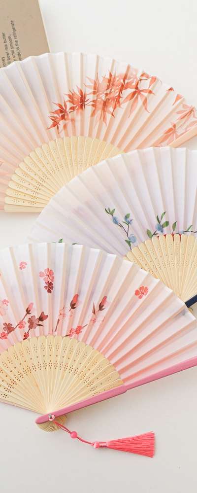 ビビッド野草シルク折りたたみ扇(P)
