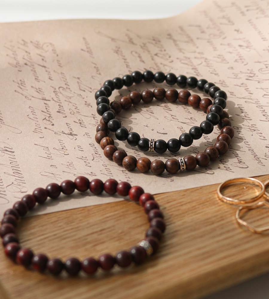 Sandalwood Rondelle Beaded Bracelet 6mm