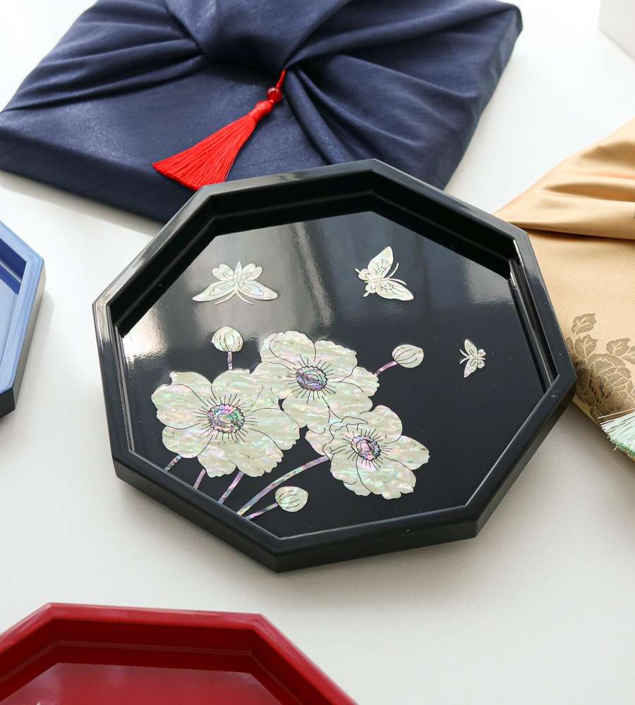 BEST Mother-of-Pearl Lacquerware Tray - Shell Inlay Dessert Tray Premium Tray Foreign Gift