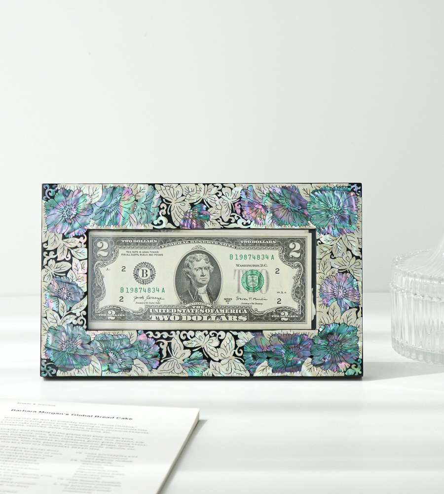 Lucky $2 Bill Mother-of-Pearl Lacquered Frame