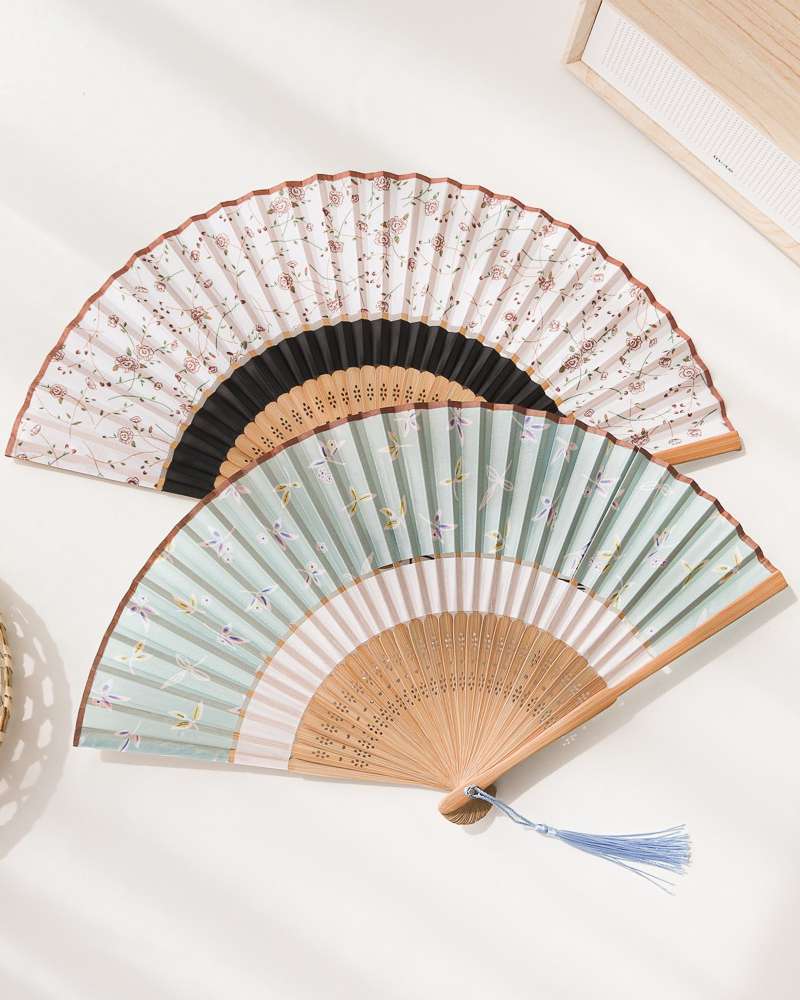 Leaf 2-Stage Perforated Silk Folding Fan (P)