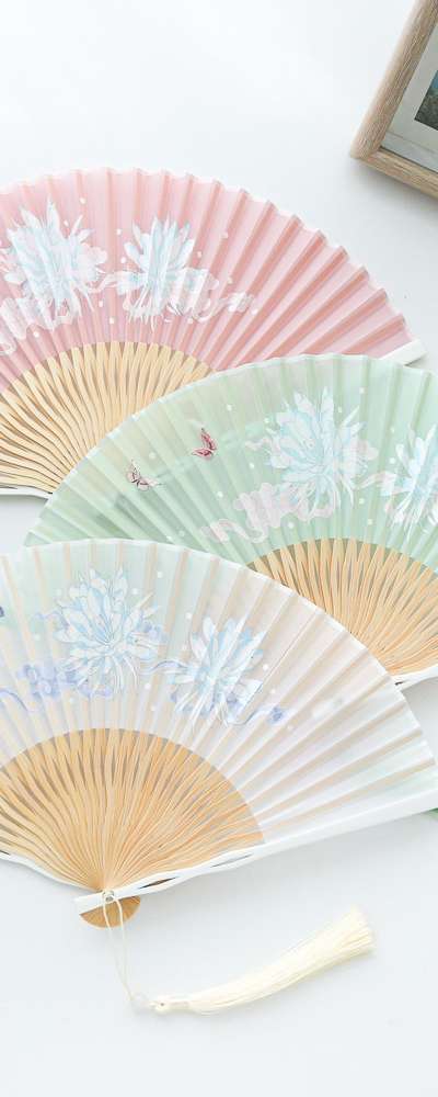 パステルリアル菊穴あき折りたたみ扇(P)