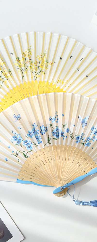野の花シルク折りたたみ扇(P)