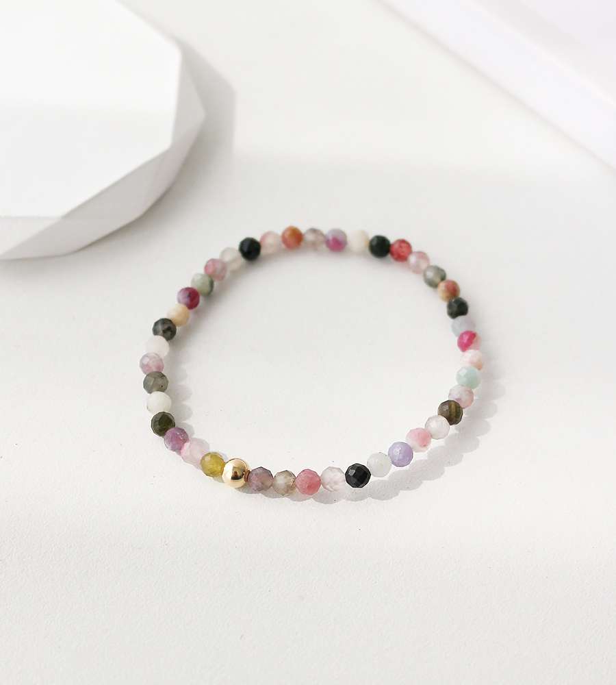 14k Gold-Filled Cut Tourmaline Raw Stone Bracelet 4mm Power Stone Natural Stone Thin Bracelet