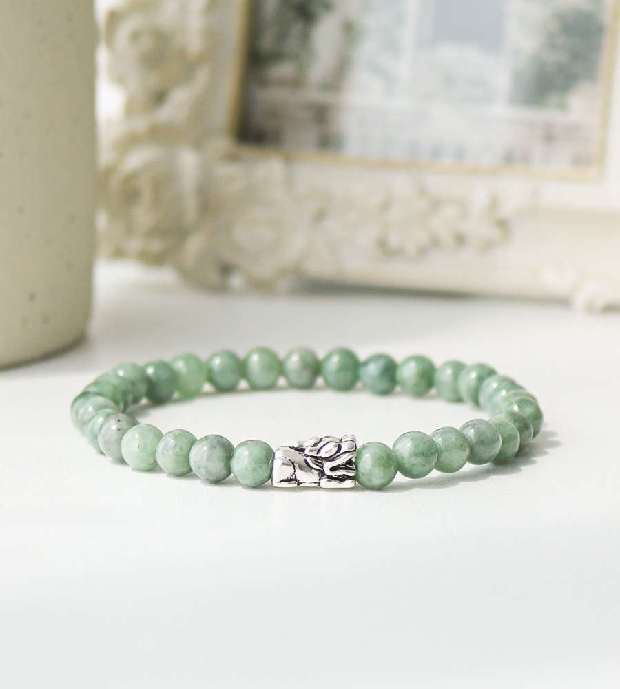 AAA Grade Natural Jade Pixiu Mini Beaded Bracelet 6mm - Natural Jade Pixiu Bracelet for Wealth and Prosperity