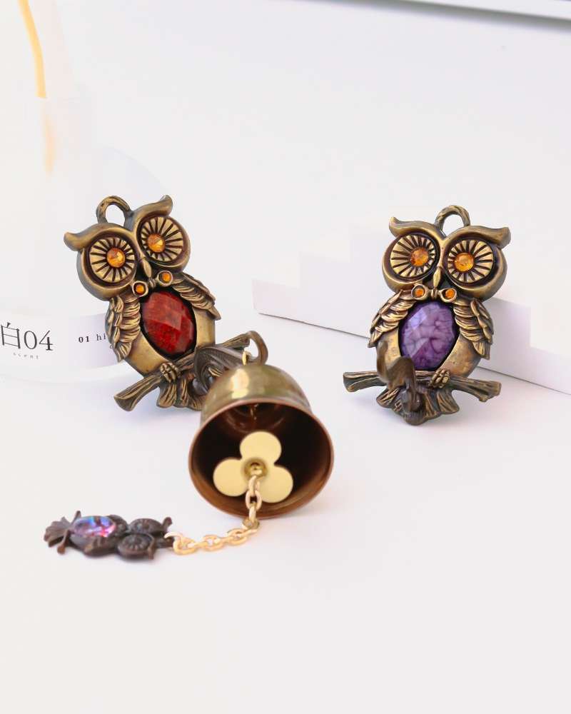 Domestic Brass Cubic Owl 1pc Wind Chime