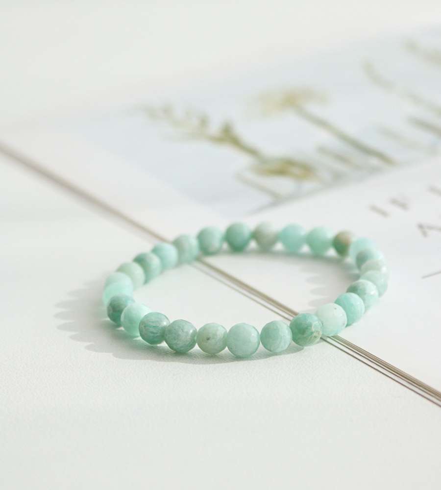 Amazonite Cutting Stone Simple Raw Stone Bracelet 6mm Prayer Bead Natural Stone Power Stone Bracelet