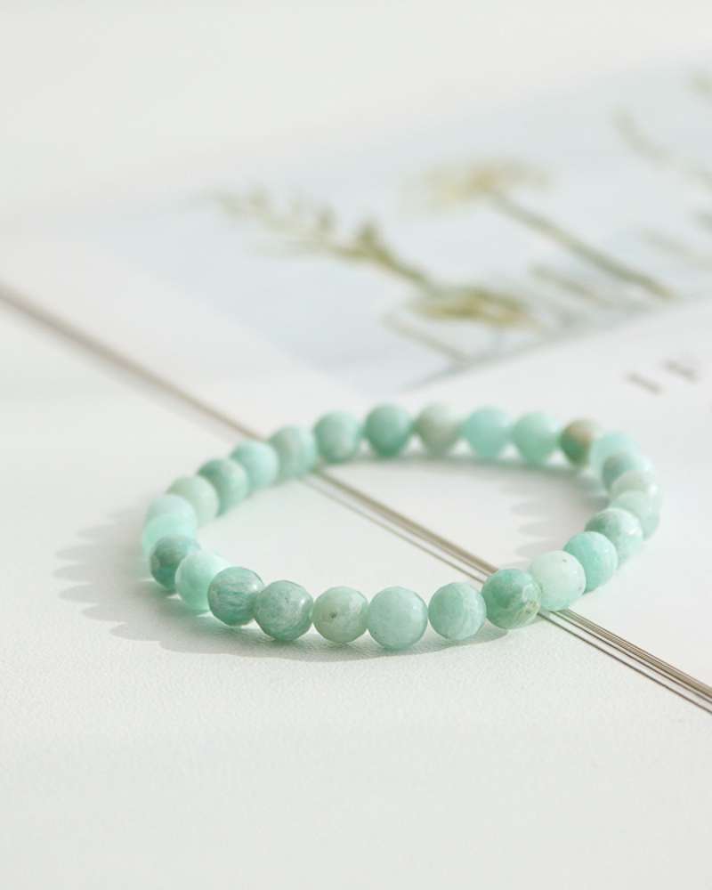 Amazonite Cutting Stone Simple Raw Stone Bracelet 6mm Prayer Bead Natural Stone Power Stone Bracelet