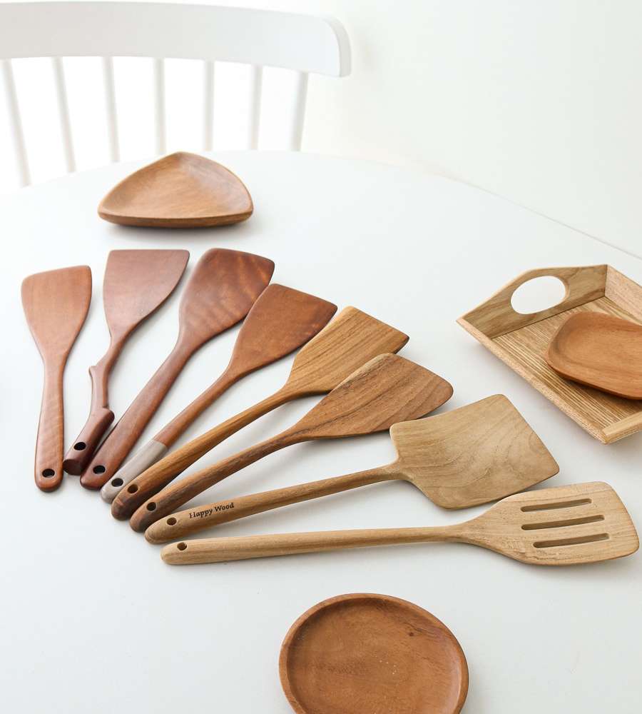BEST Parkisim Solid Wood Lacquered Wooden Straight Spatula Mini T
