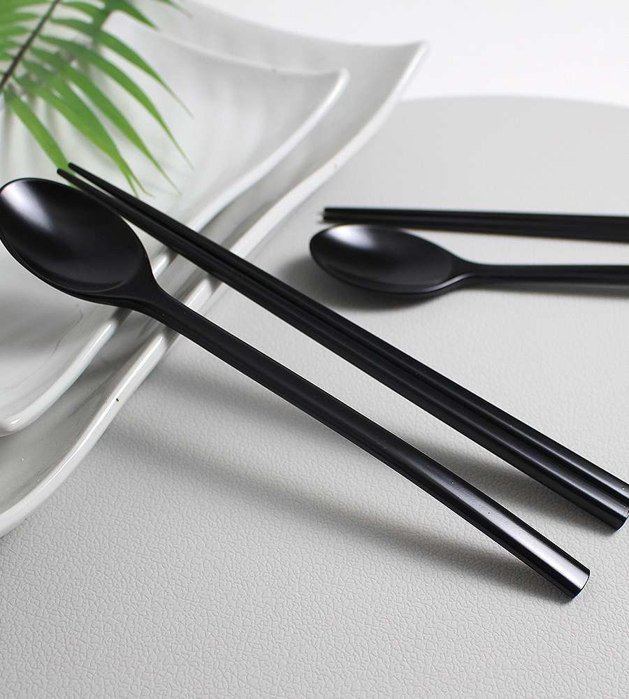 BEST Domestic Premium Lacquered Wood Utensil Set – Spoon & Chopsticks, Single-Serving, Wooden Original Lacquer