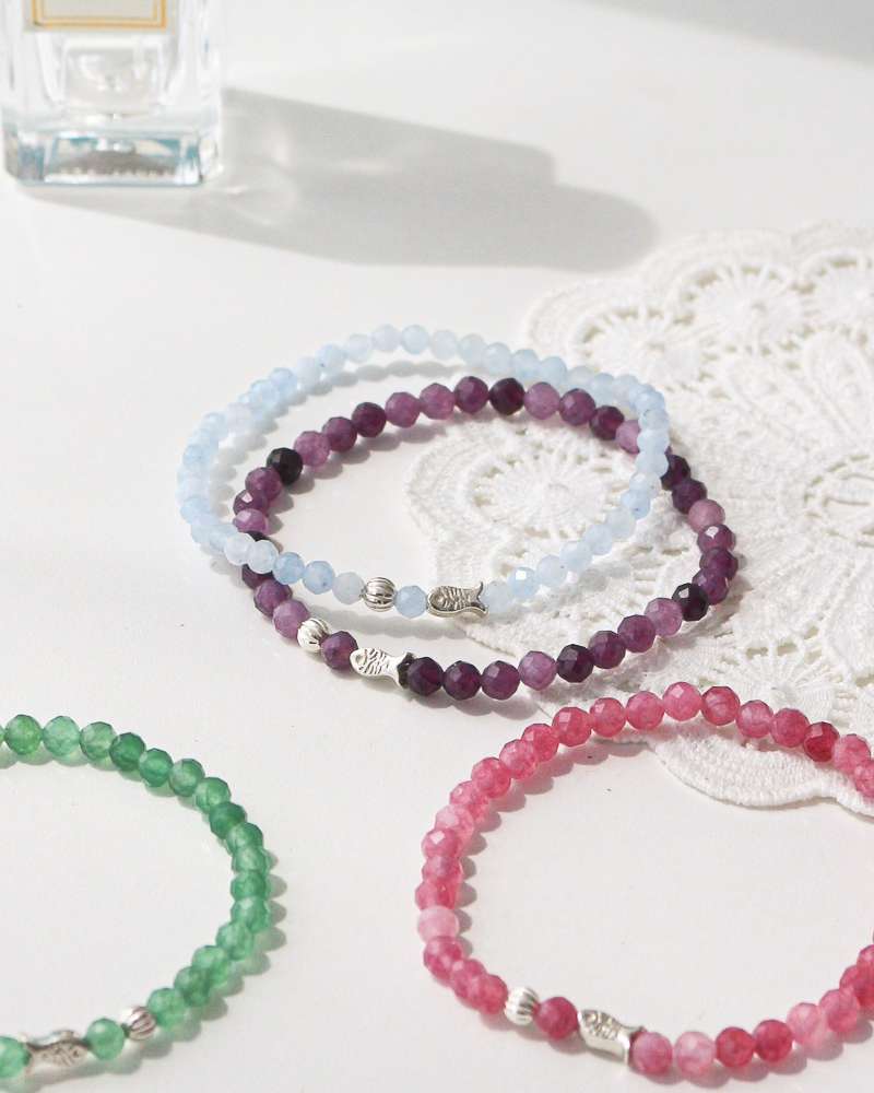 BEST 925 Silver Lucky Fish Bracelet Crystal Beaded Natural Stone Bracelet Fashion Unisex Couple Power Stone