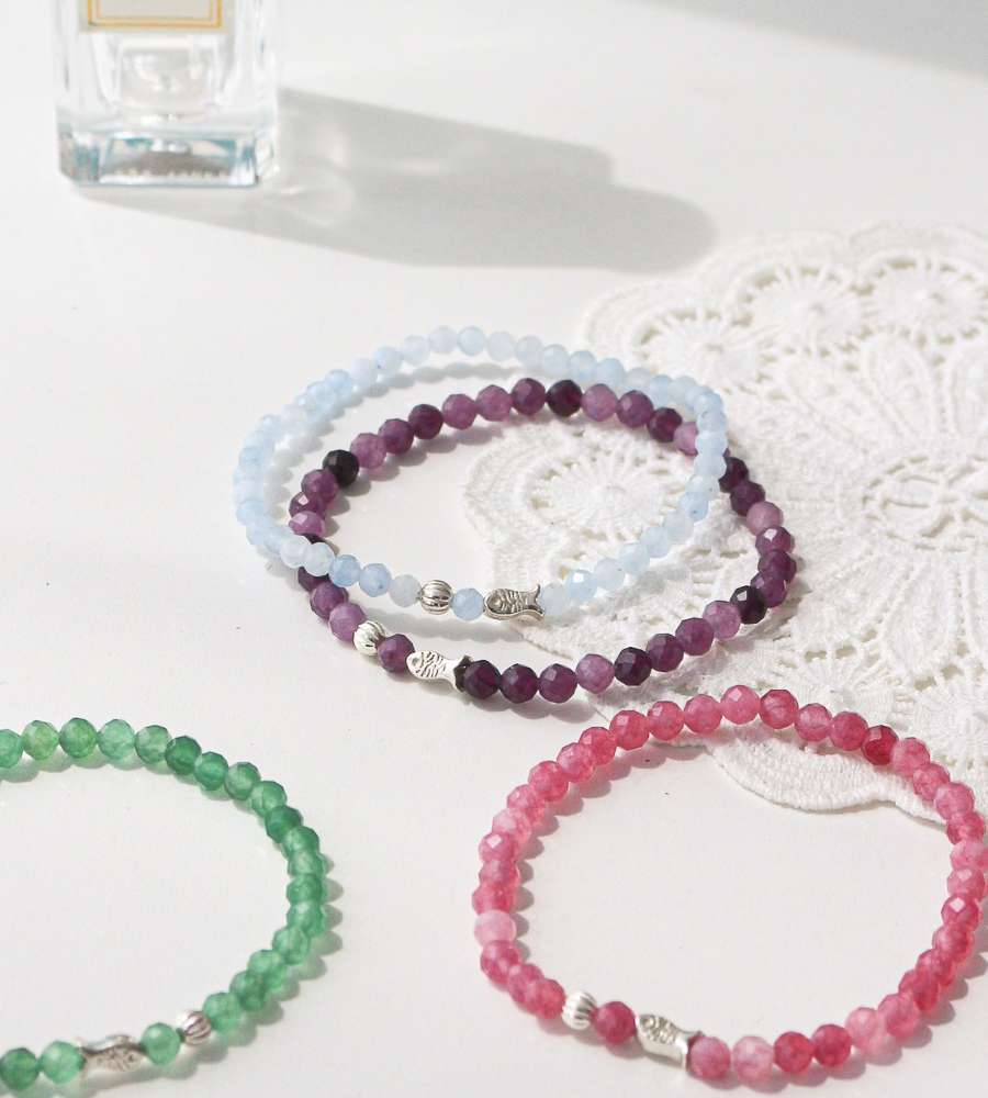 BEST 925 Silver Lucky Fish Bracelet Crystal Beaded Natural Stone Bracelet Fashion Unisex Couple Power Stone