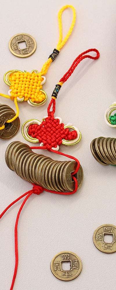 BEST 古銭 伝統結びセット 20個 金運 財運 幸運アイテム 一升餅 初誕生祝い風水インテリア