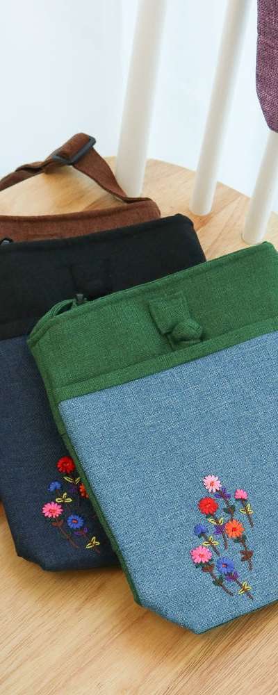 BEST 麻 ショルダーバッグ 野花刺繍 組布 伝統バッグ 韓服 ファブリック エコバッグ 外国人ギフト 記念品