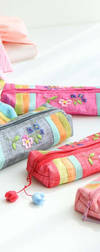BEST 韓国伝統ギフト 花刺繍麻布ペンケース 留学生団体記念品