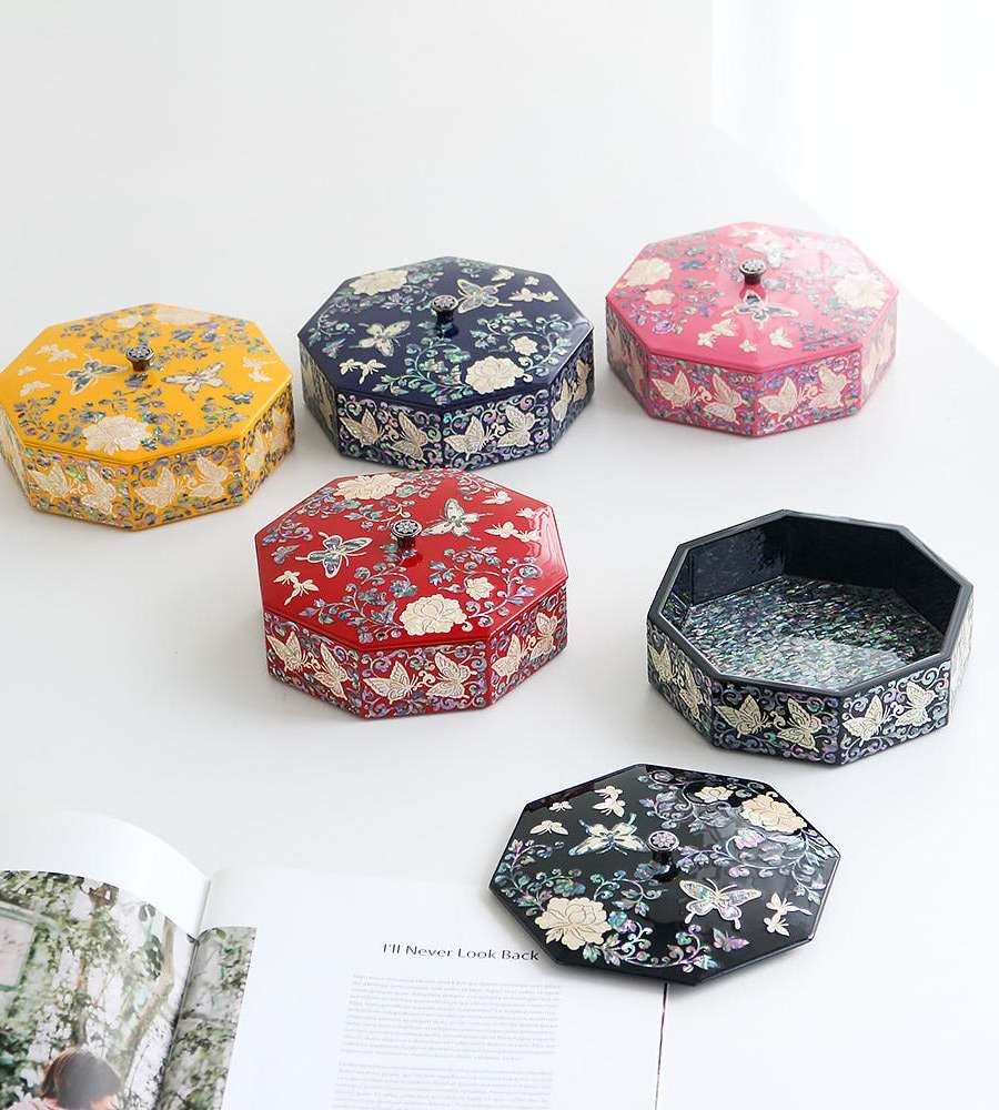 BEST Hexagonal Mini Mother-of-Pearl Box - Shell Jewelry Box, Ring Storage Box, Mother-of-Pearl Lacquerware, Dessert Box, Accessory Storage Box, Engagement Ring Box