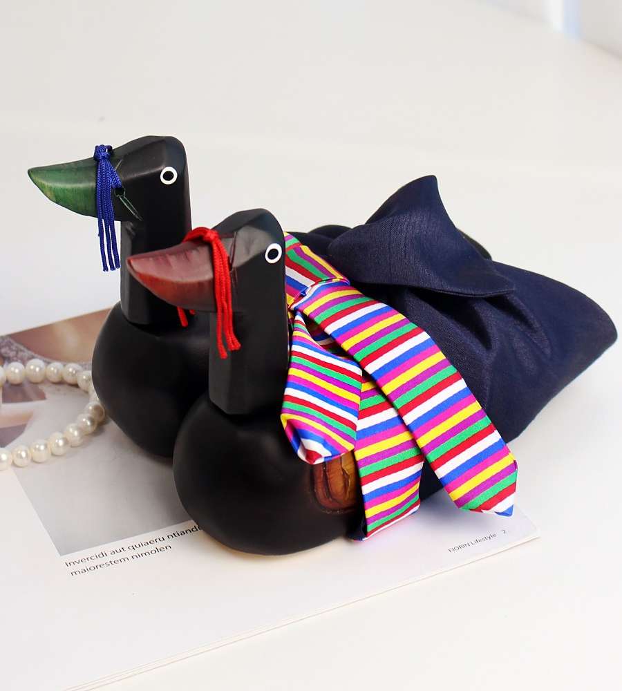 BEST Traditional Wedding Wooden Carved Goose Set - Wedding Gift Tabletop Ornament