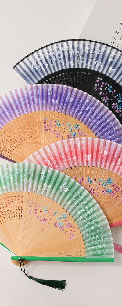 野生花蝶折りたたみ扇(P)