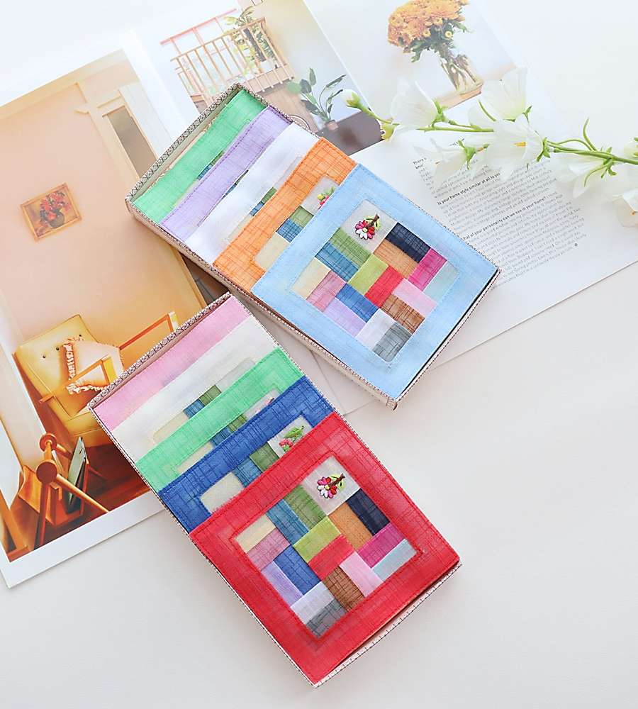 (Set of 5) Ramie Square Wild Flower Jogakbo Coaster Set Y