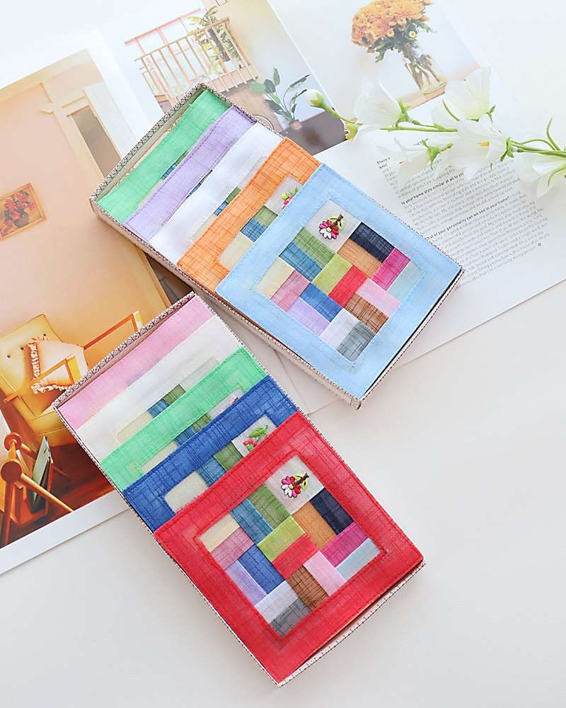 (Set of 5) Ramie Square Wild Flower Jogakbo Coaster Set Y