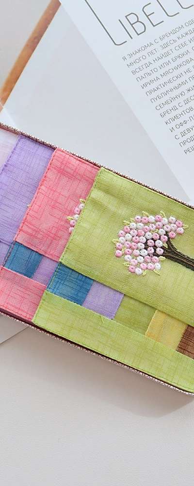 （5種）麻 四角花木刺繍 コースター セット Y