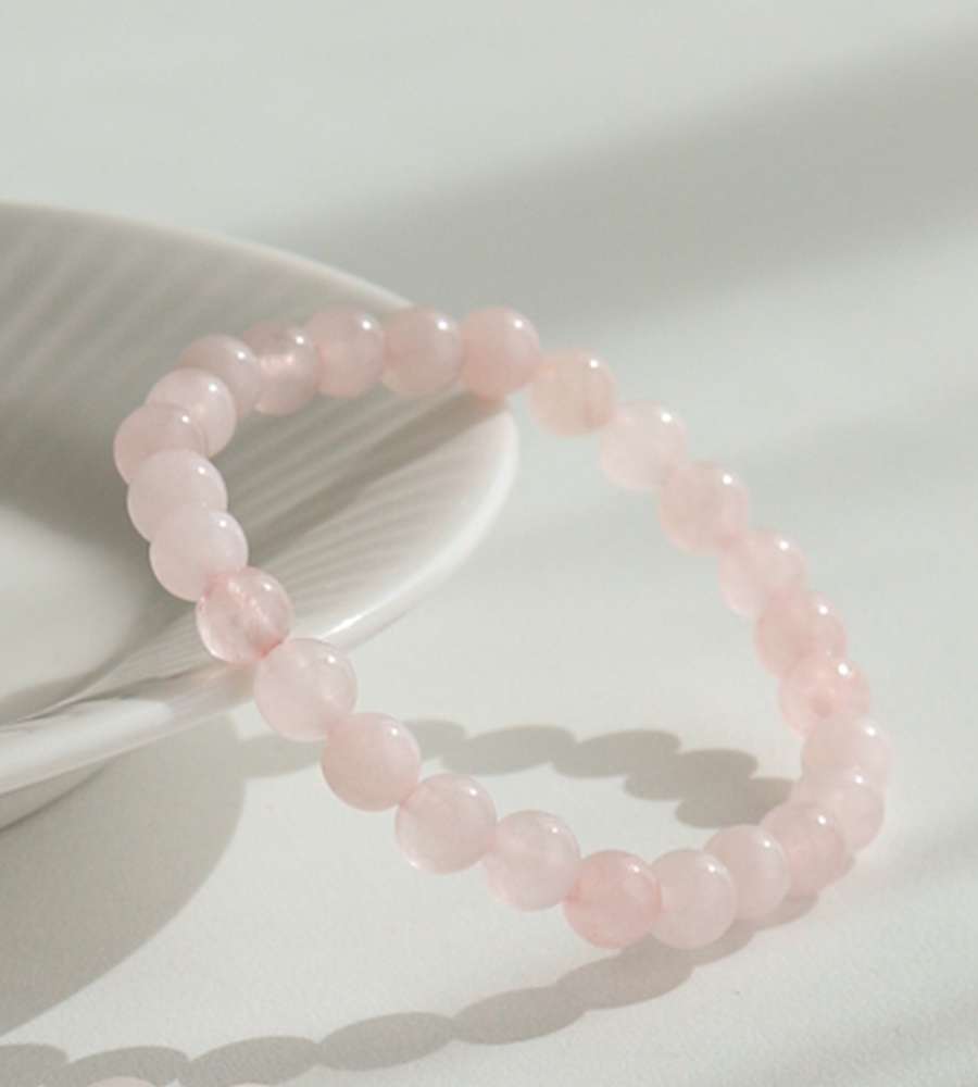 Rose Quartz Simple Raw Stone Bracelet 6mm Natural Stone Beaded Bracelet
