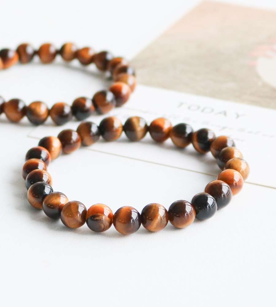 AAA Tiger's Eye Simple Raw Stone Bracelet 8mm Natural Stone Beaded Bracelet