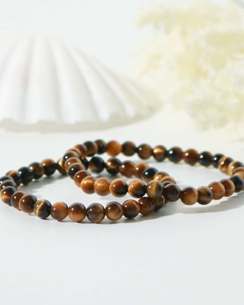 AAA Tiger Eye Simple Raw Stone Bracelet 6mm Natural Stone Mala Bracelet