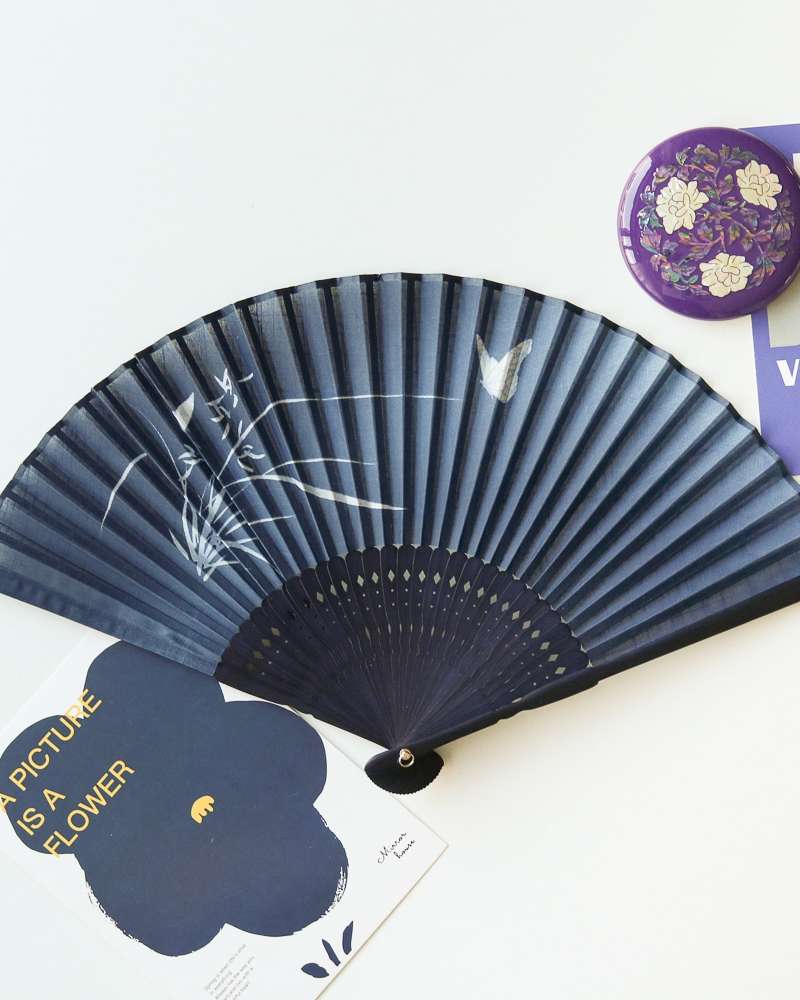 Butterfly Orchid Ramie Bamboo Folding Fan (P)