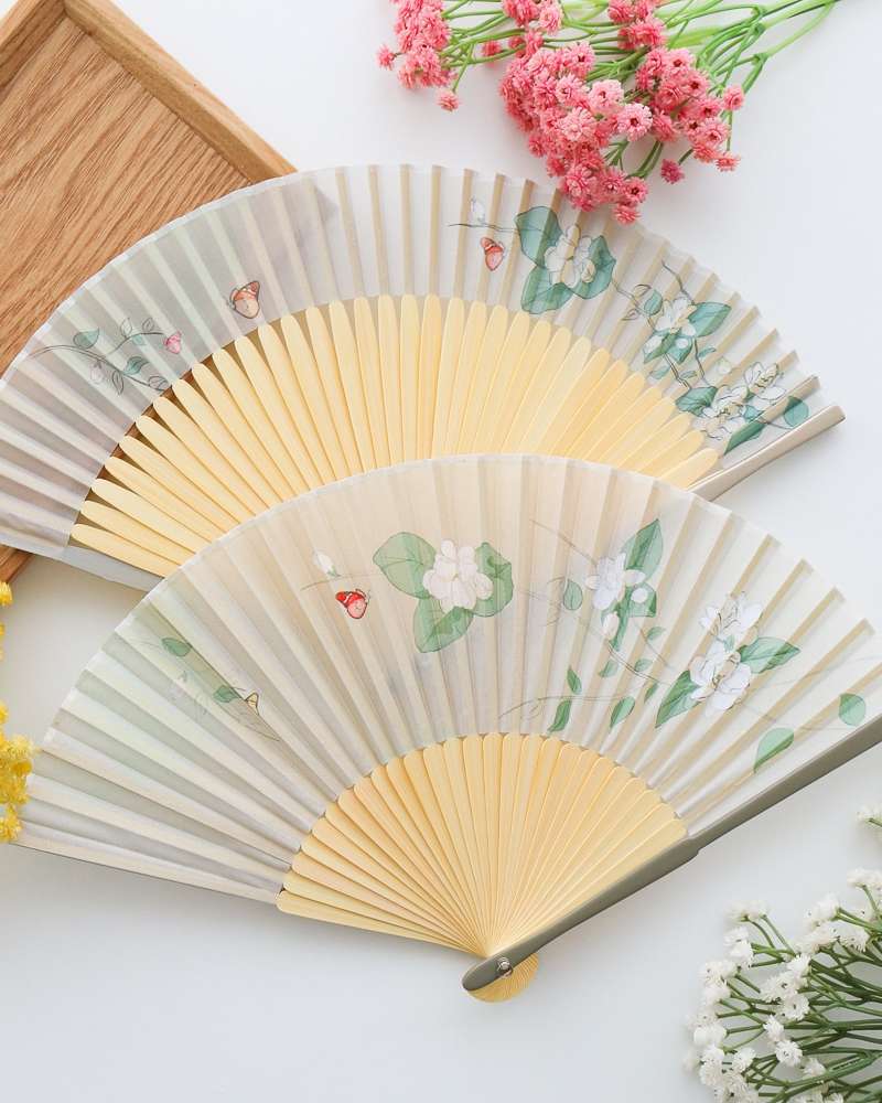 Lotus Folk Painting Bamboo Folding Fan (P)
