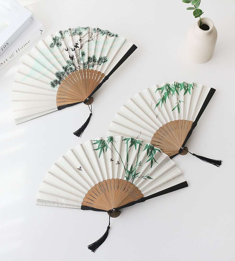 Green Ramie Folding Fan (P)