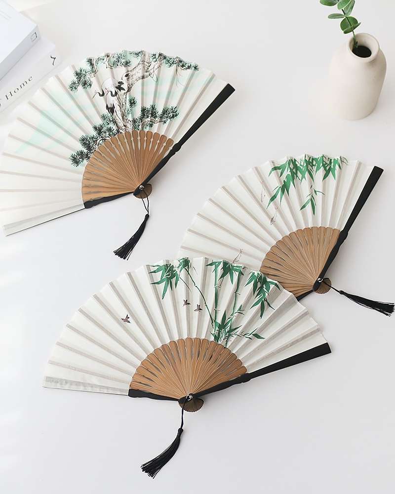Green Ramie Folding Fan (P)