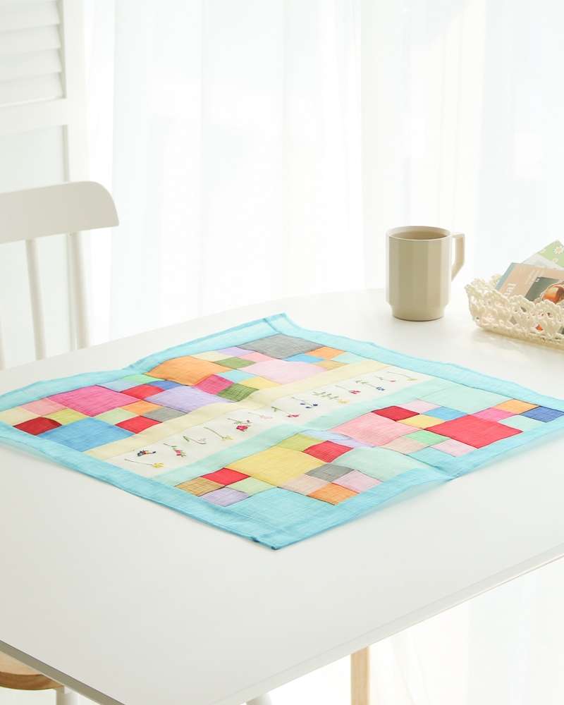 Mosi Patchwork Wildflower Embroidery Square Table Mat Y