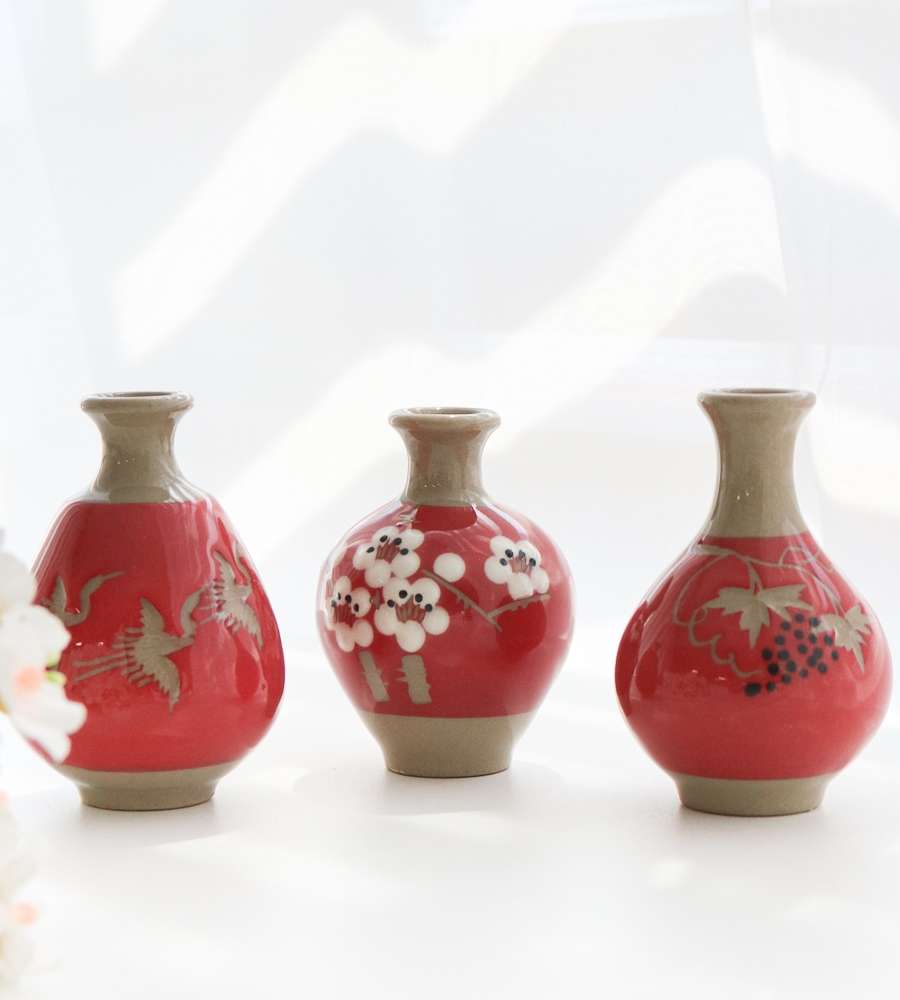 Buncheong Jinsa Plum Blossom Decorative Mini Jar Set (3 Types)