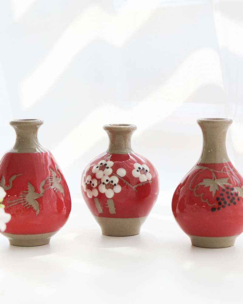 Buncheong Jinsa Plum Blossom Decorative Mini Jar Set (3 Types)