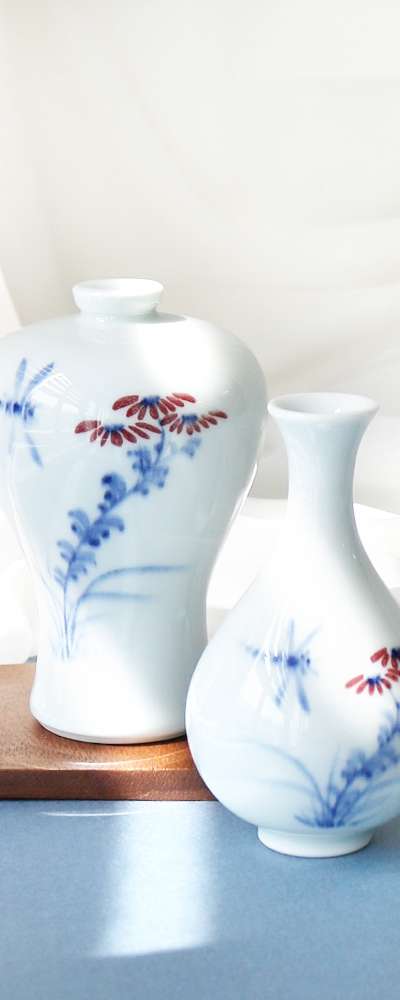 高級松月磁器ミニ梅酒瓶セット(トンボ)B