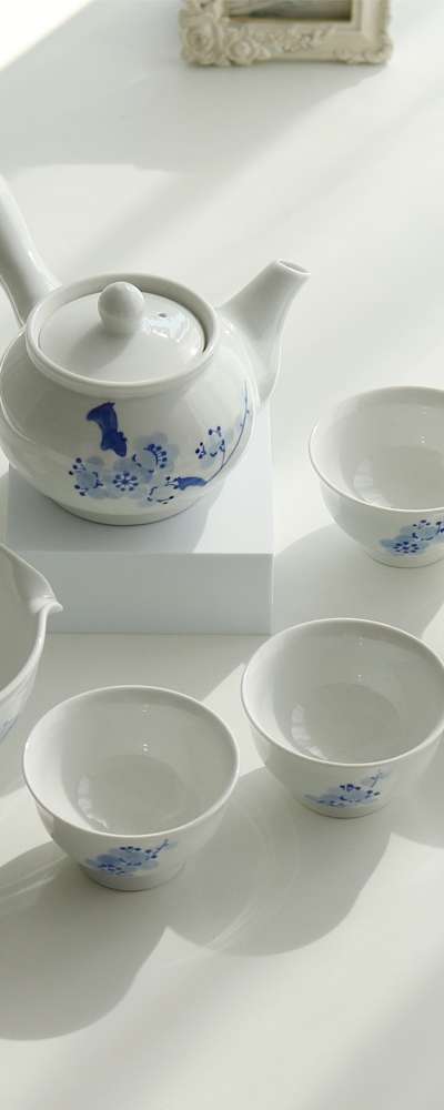 白磁青梅花5人茶器セット