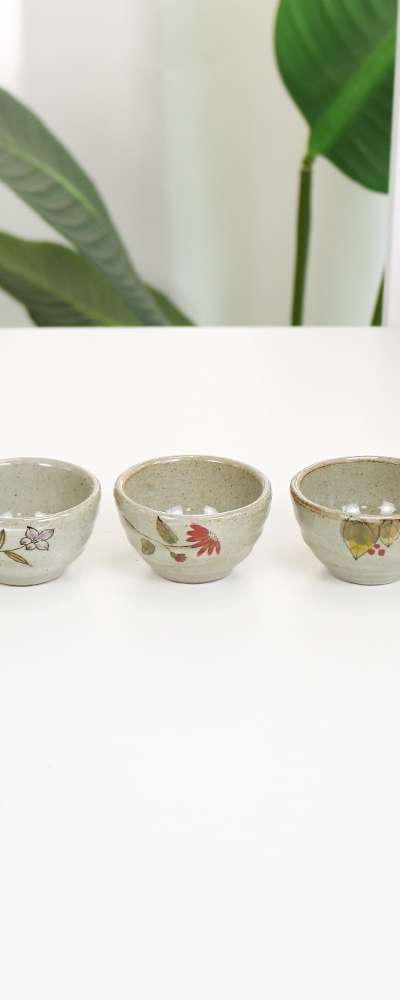 粉青野生花5人茶杯セット伝統茶器