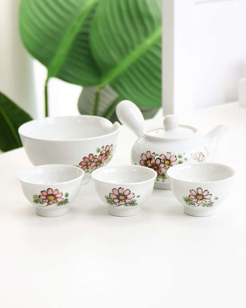 Cosmos 3-Person Tea Set Traditional Ceramic Tea Service Set