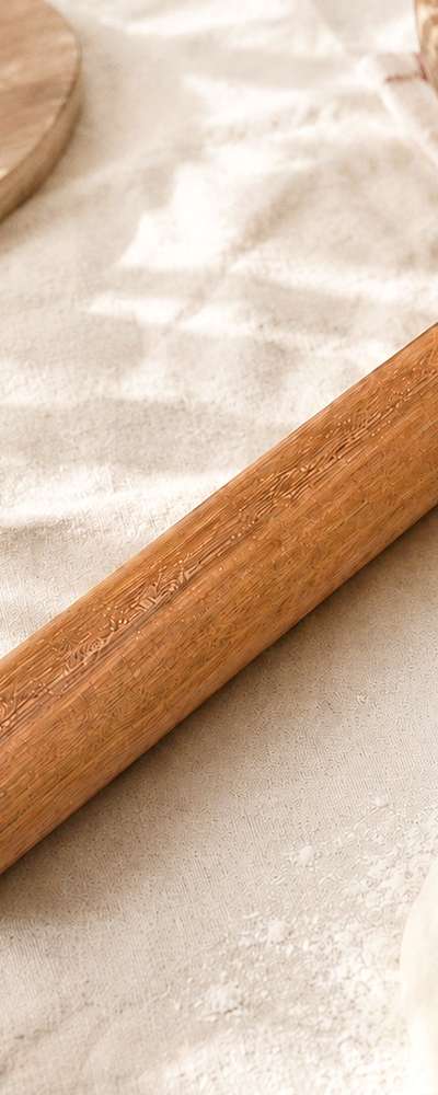 30cm ホオノキ麺棒（多用途うどん用木製麺棒 小麦粉 菓子道具 パン生地 餃子の皮作り ホームベーキング）