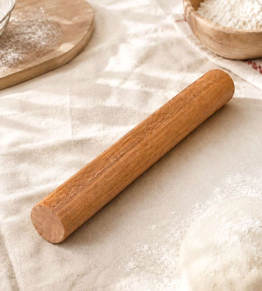 30cm Birch Wood Rolling Pin (Multi-purpose Knife Noodle Dough Roller Flour Spreader Bread Dough Dumpling Wrapper Home Baking)