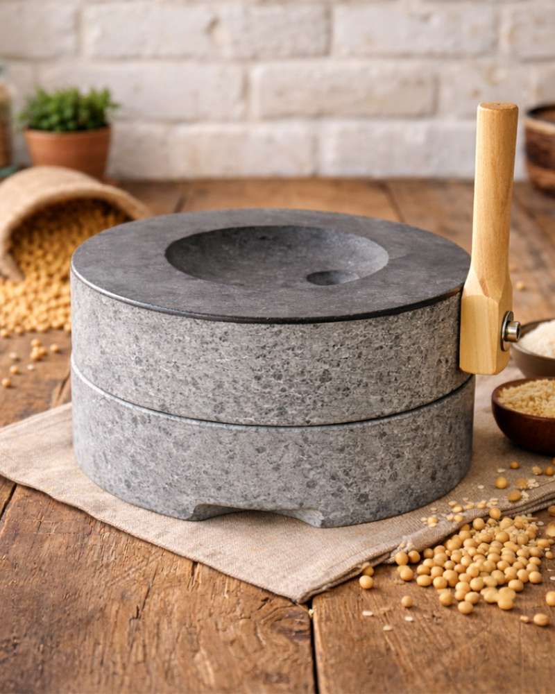 Daedam Korean Black Stone 30cm Traditional Millstone (Bokmaetdol Kitchen Mortar Household Coffee Grinder Holiday Traditional Experience Foreign Gift)