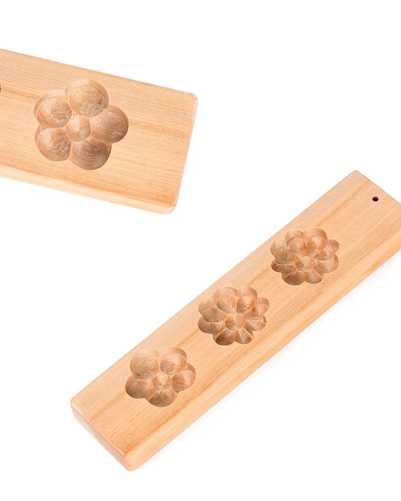 Domestic Forsythia Wood Yakgwa Mold 3-Cavity (Traditional Experience Rice Cake Mold Pattern Stamp)