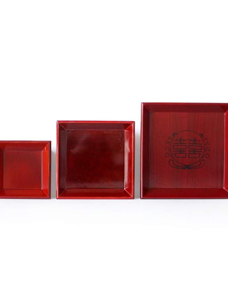 Domestic Traditional Lacquer Square Tray 3P Set (Wood Tea Table Tea Snack Table Small Table Original Wood Tea Table Korean Souvenir Foreign Gift)