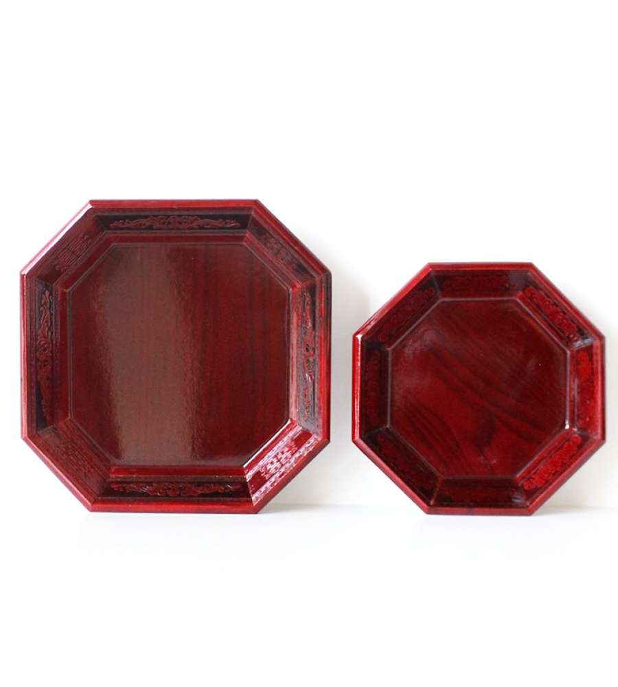 Korean Traditional Lacquered Octagonal Tray 2P Set (Wooden Tea Table Accessory Snack Table Small Table Original Wood Tea Table Korean Souvenir Foreign Gift)