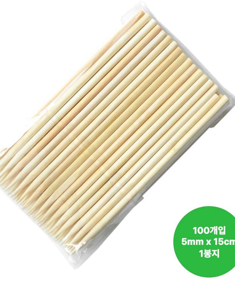 5mm x 15cm Bamboo Skewers 100 Pack (Disposable Wooden Picks for Fish Cakes, Candy Apples, Hot Dogs, and Rice Cakes)