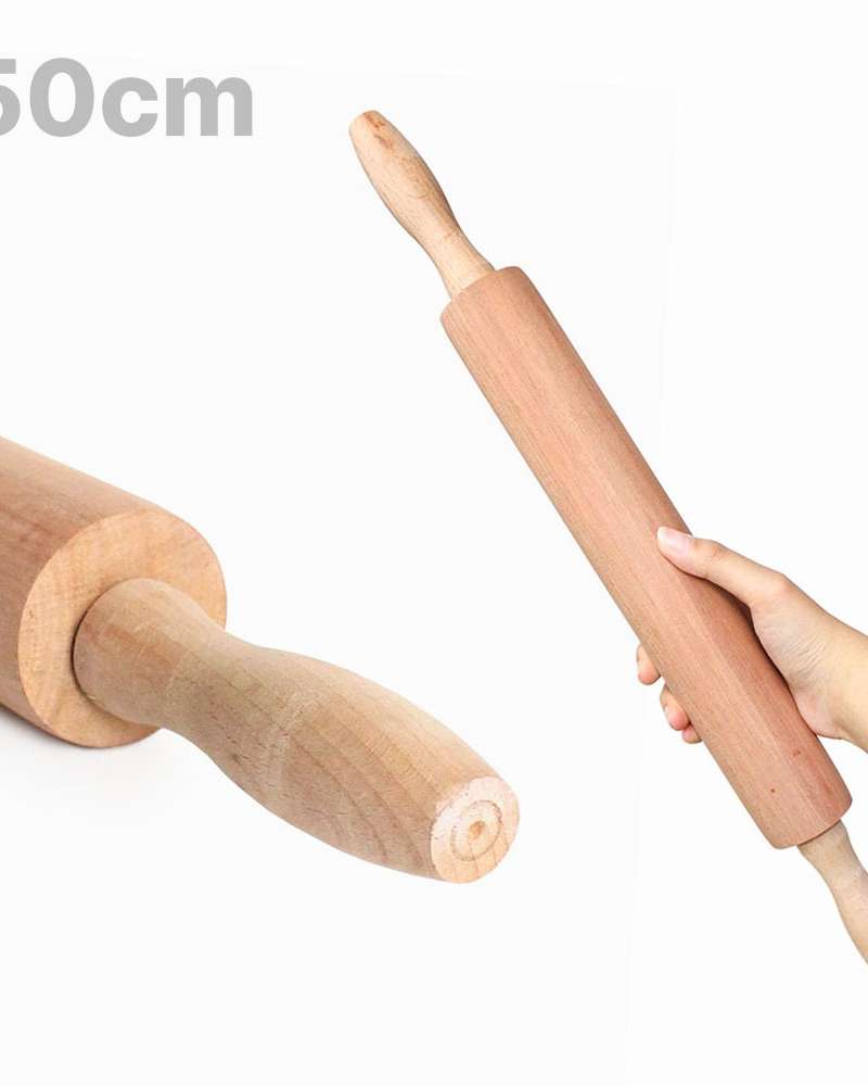 Boxwood Two-Handle Rolling Pin L (Noodle Roller Dumpling Wrapper Wooden Pin Dough Flour Bread Home Baking)